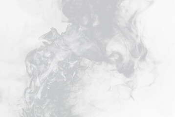 White, smoke and fog with mist isolated on png or transparent background with mockup space and vapor. Misty, smoky and incense burning with steam, smog and cloudy, spray or powder with texture