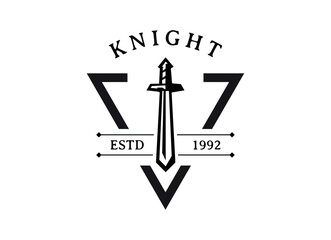 Sword Knight Logo Design. Knight empire vector logo