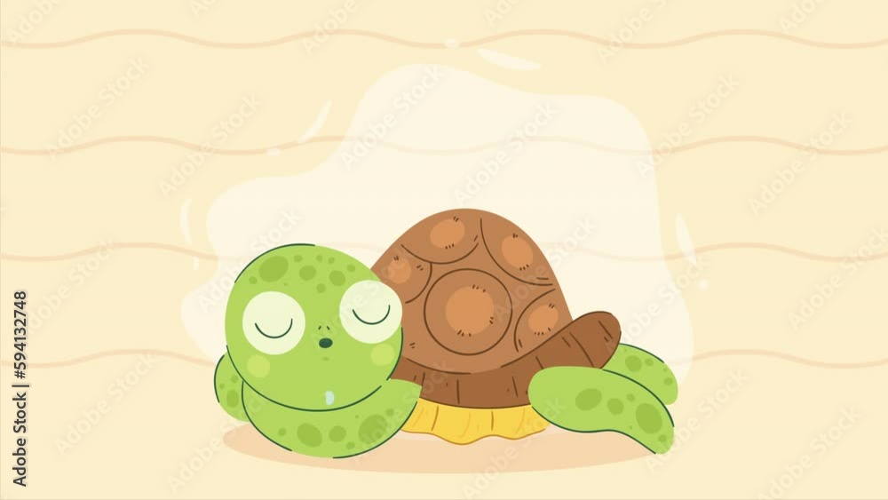 Canvas Prints cute turtle sleeping character animation