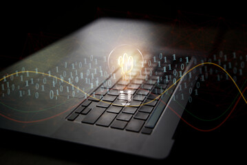 Creative solution of blockchain technology and blockchain network business banner concept, global blockchain title, Blockchain title with 0 and 1 flying on top. image of investors