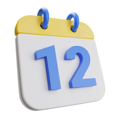 3d render calendar 12th.