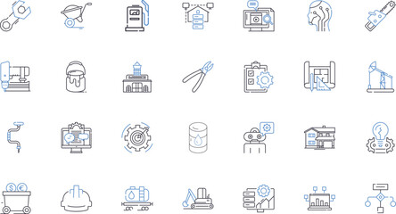 Craftsman line icons collection. Artisan, Woodworker, Maker, Carpenter, Blacksmith, Potter, Stitcher vector and linear illustration. Weaver,Glassblower,Metalsmith outline signs set