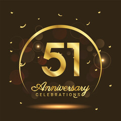 51 years anniversary Half moon anniversary with confetti and a light gold effect on a black and brown background