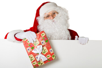 Portrait of Surprised Santa Claus on white background