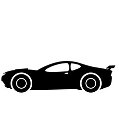 Sport car icon vector. Vector illustration of fast sport car for race. Vehicle icon of car for design regarding transportation, automotive and automobile. Silhouette of transportation