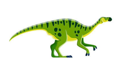 Cartoon dinosaur character, Maiasaura or Jurassic dino, vector cute extinct lizard. Kids toy collection of dinosaurs, Maiasaura dino or herbivorous saurolophine hadrosaurid reptile of Jurassic era