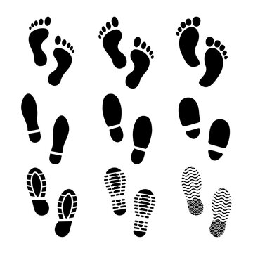 Footprint icon set. Footprint icon of people for symbol and sign. Sign of foot and shoes for graphic resource design. Icon sheet of footprint vector illustration