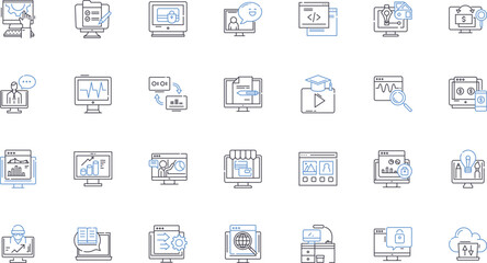 Cyber Security line icons collection. Firewall, Malware, Encryption, Passwords, Hackers, Phishing, Identity vector and linear illustration. Vulnerability,Cybercrime,Breach outline signs set