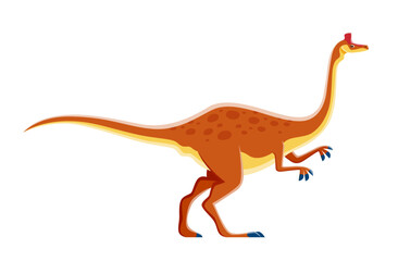 Cartoon dinosaur character, Pelecanimimus cute dino of Jurassic, vector kids toy lizard. Pelecanimimus dinosaur of ornithomimosaurian genus, extinct reptile and kids funny paleonotology cartoon animal