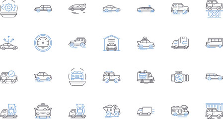 Bike line icons collection. Ride, Mountain, Exercise, Cycling, Speed, Adventure, Touring vector and linear illustration. Trail,Pedal,Commute outline signs set