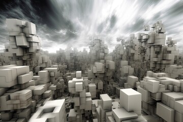 Towering Stack of Boxes Suspended in the Air. Generative AI