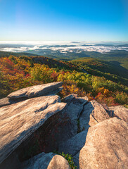 Fototapeta na wymiar Rough Ridge Lookout , Blue Ridge Parkway, North Carolina in fall season.