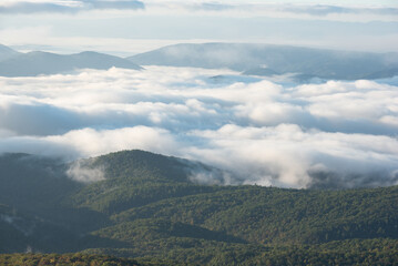 Fototapeta premium Scenic view from Rough Ridge Lookout , Blue Ridge Parkway, North Carolina, USA.