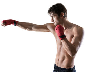 Male Boxer , Kickboxer Punching
