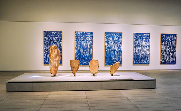 Abu Dhabi, UAE - March,16,2023: Louvre Museum in Abu Dhabi, exhibition of painting and sculpture