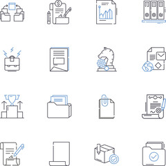 Office documents line icons collection. Word, Excel, PowerPoint, PDF, Document, Spreadsheet, Presentation vector and linear illustration. Template,Form,Report outline signs set