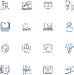 Customer service learning line icons collection. Empathy, Training, Communication, Satisfaction, Feedback, Improvement, Responsiveness vector and linear illustration. Adaptability,Attentiveness