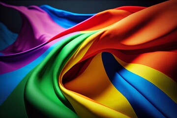 Closeup rainbow flag background. LGBT Concept, Generative AI.