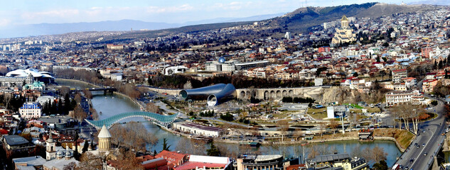 panorama of old Tbilisi the largest city in Georgia © petrovval