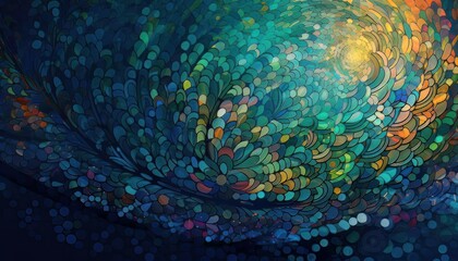 Obraz premium Abstract background with circles and shapes. Concept: aquarium or ocean art. Generative AI