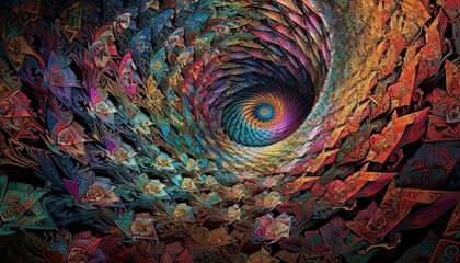 Abstract background with a fractal vortex. Generative AI