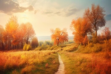 Fototapeta na wymiar Beautiful autumn landscape. Generative AI