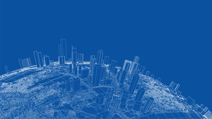 3d city sphere. Vector rendering of 3d - obrazy, fototapety, plakaty