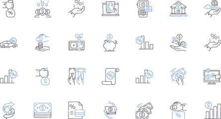 Market strategy line icons collection. Positioning, Branding, Segmentation, Targeting, Differentiation, Promotion, Pricing vector and linear illustration. Distribution,Channel,Competitor outline signs