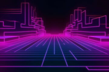 Fototapeta premium cyberpunk background wireframe city generated ai