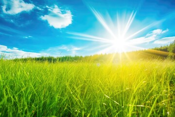 Fototapeta na wymiar bright and sunny day in a green meadow. Generative AI