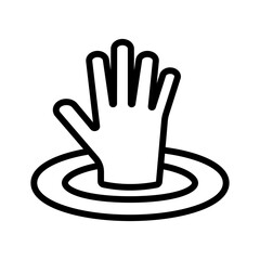 Victims outline icon for victim, care, navigation, support, help, service, water, hand, hands and gestures, drowning logo