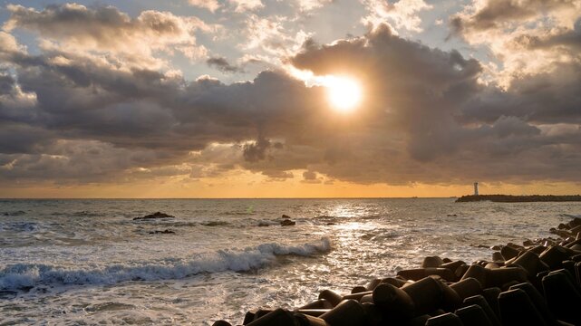 Sunrise view of Jeongja Beach in Ulsan, Korea