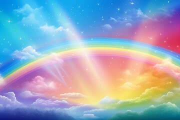 Fototapeta na wymiar Dream Cute Fantasy Sky Rainbow Sparkling Background Material. AI generative