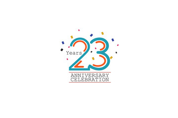 23rd, 23 years, 23 year anniversary 2 colors blue and orange on white background abstract style logotype, vector design for celebration vector
