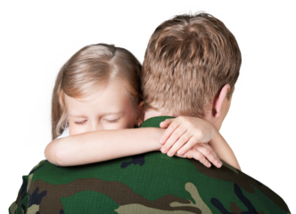 Soldier Dad Hugging his Daughter