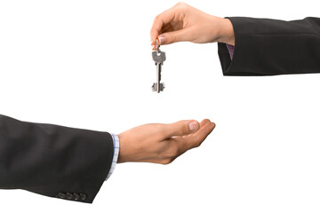 Businessperson Giving the Keys to Another Businessperson