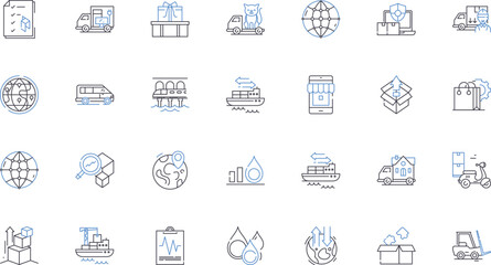 Inventory control line icons collection. Stock, Tracking, Reorder, Warehouse, Management, Barcode, Organization vector and linear illustration. Audit,Asset,Control outline signs set