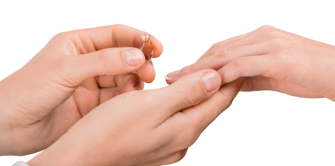 Close up Groom Putting the Wedding Ring on bride's finger