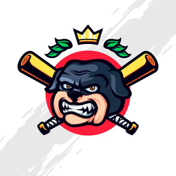 Bulldog Head Baseball Team Emblem Mascot