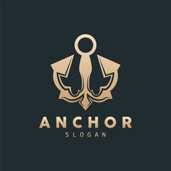 Anchor Logo, Ocean Ship Vector, Simple Minimalist Design, Anchor Icon, Spartan, Ocean, Symbol Template Illustration