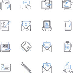 Cloud nerk line icons collection. Virtualization, Scalability, Integration, Automation, Deployment, Efficiency, Security vector and linear illustration. Agility,Flexibility,Resilience outline signs