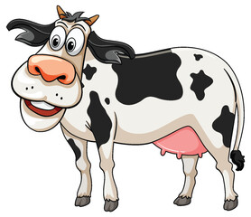 Cow standing in cartoon style