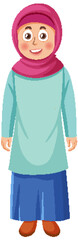 Muslim Girl Standing Pose Cartoon Character