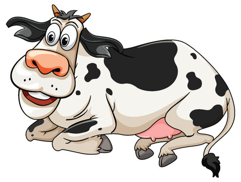 Resting Cow In Cartoon Style