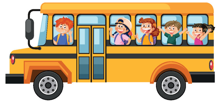 Student going to school by bus