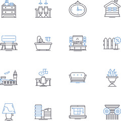 Game room line icons collection. Amusement, Arcade, Billiards, Boardgames, Challenge, Compete, Console vector and linear illustration. Dance,Entertainment,Excitement outline signs set