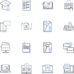 Enhanced studies line icons collection. Advancement, Curriculum, Enrichment, Acceleration, Reinforcement, Extensive, Expansion vector and linear illustration. Immersion,Specialization,Deepening