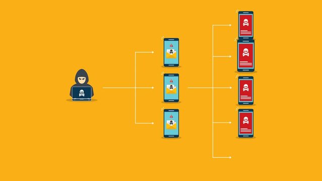 Botnet concept. Robot network malware attack.