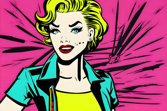 ai-generated illustration of a pop punk girl done in pop art comic style