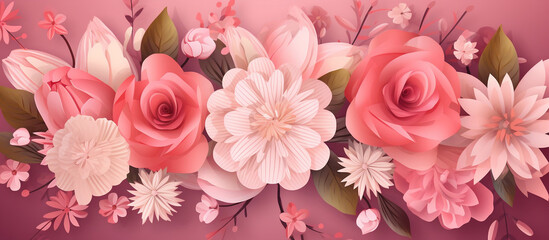 Obraz na płótnie Canvas Beautiful floral spring banner for Mother's day, Generative AI